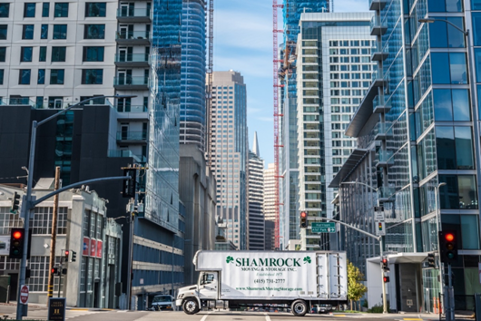 A Shamrock truck on a San Francisco street